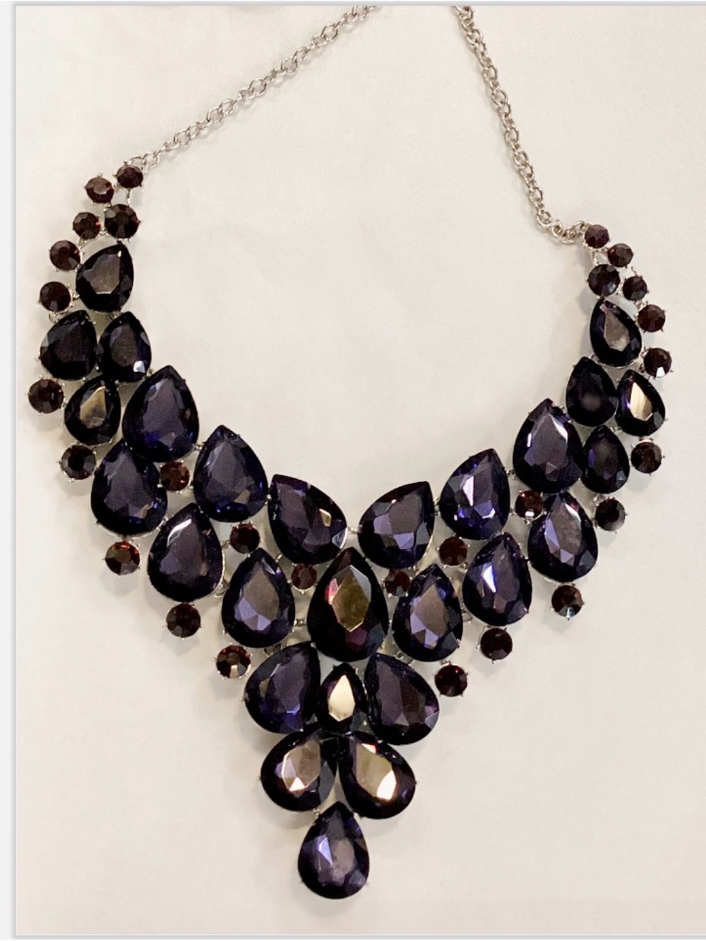 Elegant Purple Teardrop Statement Necklace & Earrings 💜